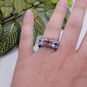 Handcrated Floral Crystal Ring